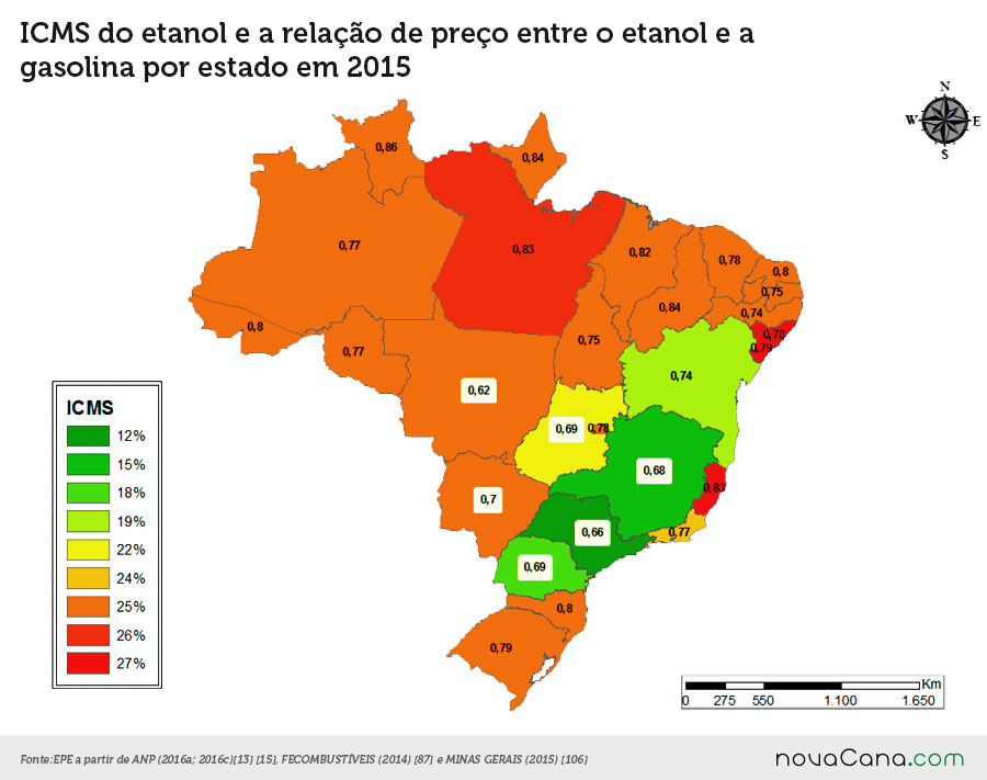 mapa icms estados