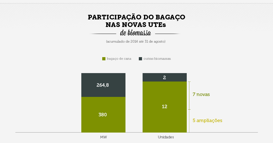 Participação do bagaço de cana nas novas unidades termelétricas (UTEs)