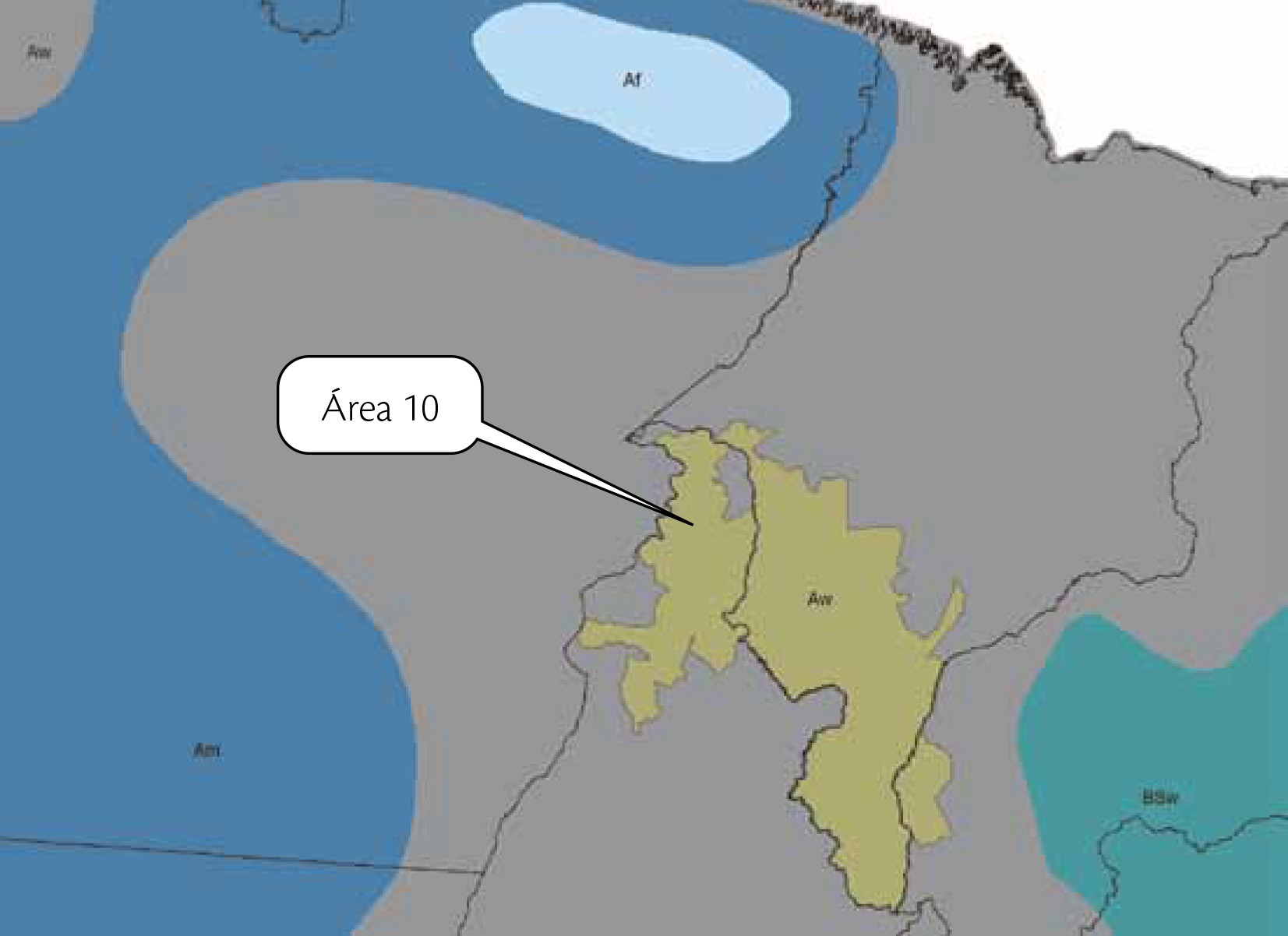 Área 10 – Potencial Climático – Classificação Köppen - Fonte:Adaptação a partir dos dados do CTC (2005)