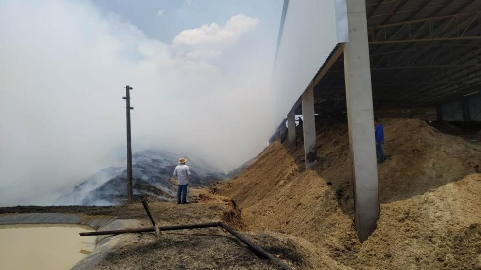 Incêndio atinge depósito de bagaço de cana-de-açúcar em Sorriso (MT)