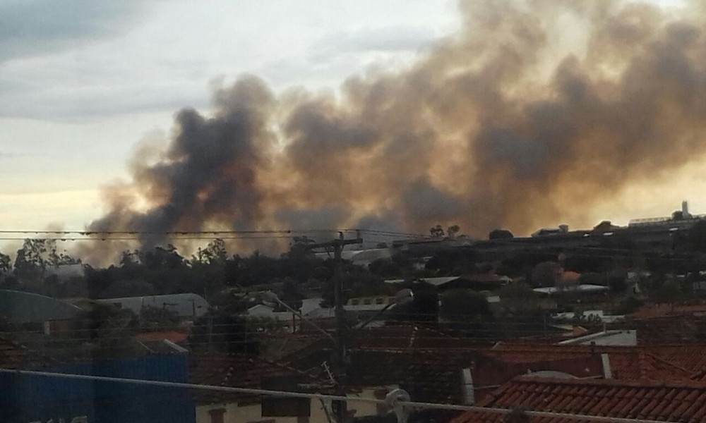 Incêndio de grandes proporções atinge canavial em Rancharia (SP)
