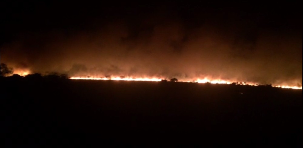 Incêndio atinge canaviais e grande área de mata em Mirassol (SP)